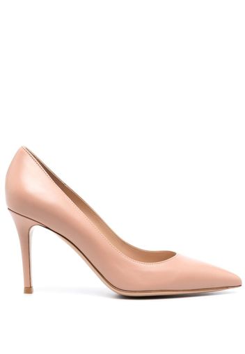 Gianvito Rossi 85mm pointed-toe leather pumps - Nude