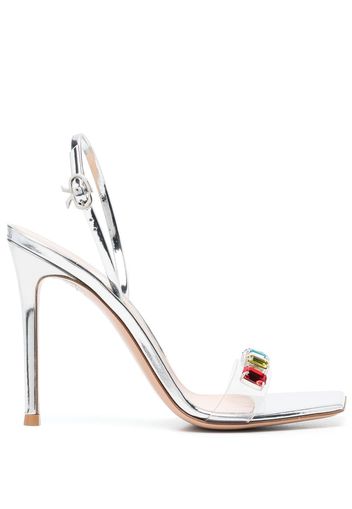 Gianvito Rossi Ribbon 100mm crystal-embellished sandals - Grau