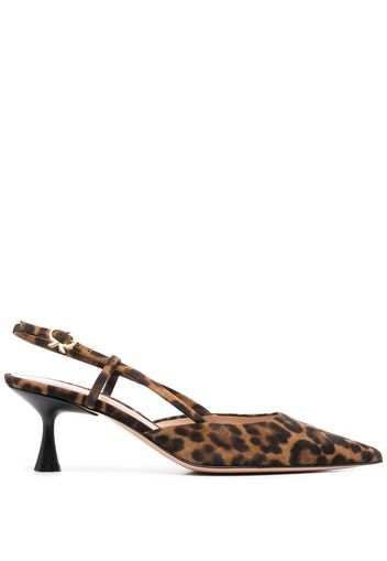 Gianvito Rossi Ribbon leopard-print slingback pumps - Braun