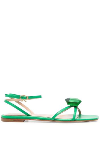 Gianvito Rossi embellished leather flat sandals - Grün