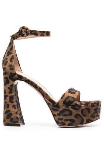 Gianvito Rossi Holly 120mm leopard-print sandals - Braun