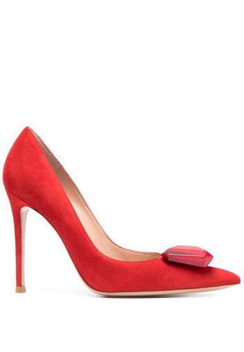 Gianvito Rossi Pumps mit Oversized-Schmuckstein - Rot