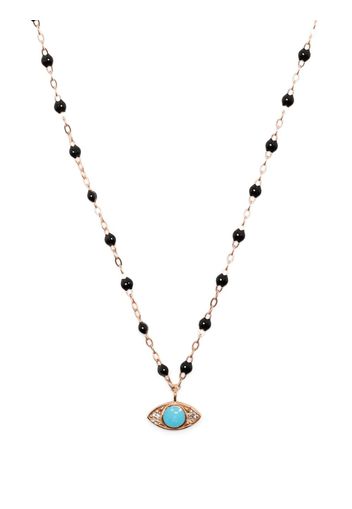 Gigi Clozeau 18kt yellow gold Evil Eye turquoise and diamond necklace - Schwarz