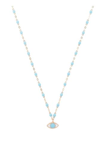 Gigi Clozeau 18kt yellow gold Eye Classic Voyage beaded necklace - Blau