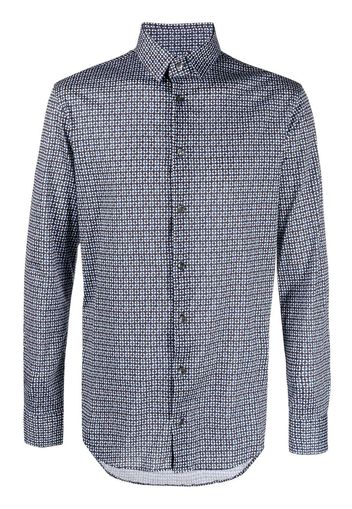 Giorgio Armani graphic-print cotton shirt - Blau