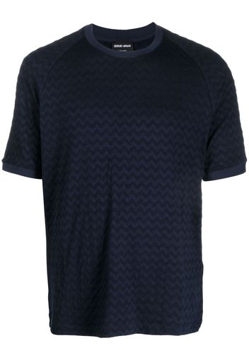 Giorgio Armani textured round-neck T-shit - Blau