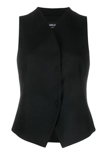 Giorgio Armani button-up virgin wool-blend waistcoat - Schwarz