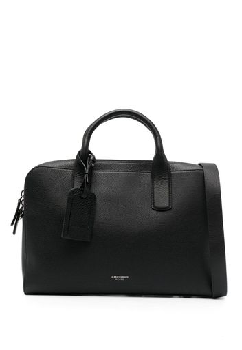 Giorgio Armani logo-stamp leather laptop bag - Schwarz