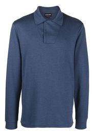 Giorgio Armani long-sleeve cotton-blend polo shirt - Blau