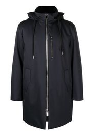 Giorgio Armani drawstring-hooded zipped coat - Blau