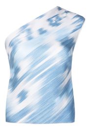 Giorgio Armani Gerippte One-Shoulder-Bluse - Blau