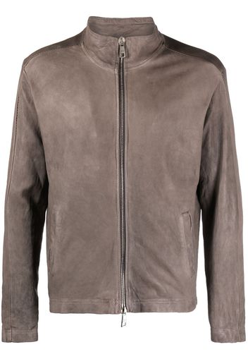 Giorgio Brato high-neck zip-up leather jacket - Grau