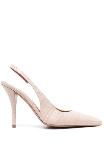 Giuliano Galiano 100mm crocodile-effect slingback pumps - Nude