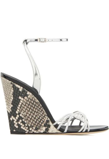 Giuseppe Zanotti Wedge-Sandalen mit Schlangen-Effekt - Silber