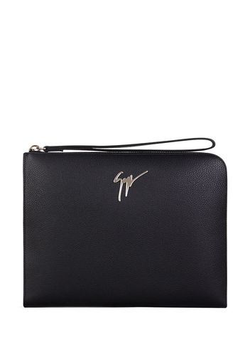 Giuseppe Zanotti Clutch mit Logo-Schild - Schwarz