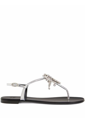 Giuseppe Zanotti Flache Sandalen mit Kristallen - Silber