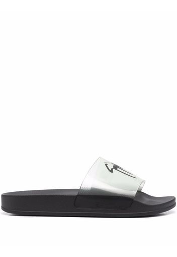 Giuseppe Zanotti logo-print open-toe slides - Schwarz