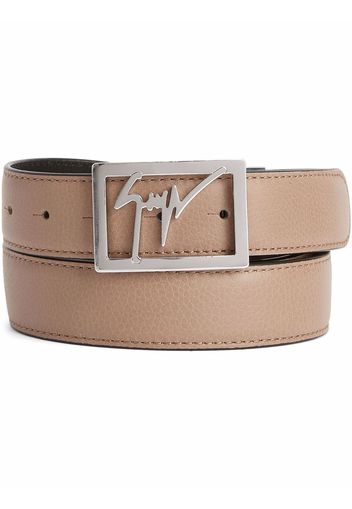 Giuseppe Zanotti pebbled logo buckle belt - Braun