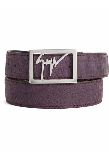 Giuseppe Zanotti crocodile embossed logo-buckle belt - Schwarz