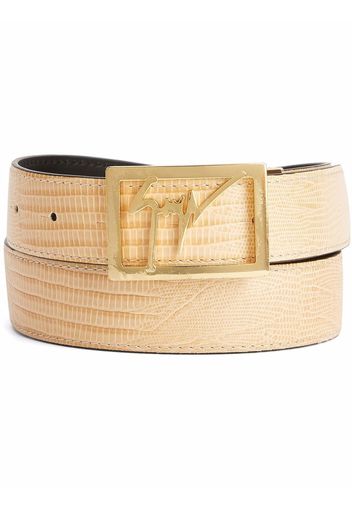 Giuseppe Zanotti lizard-effect logo-buckle belt - Nude