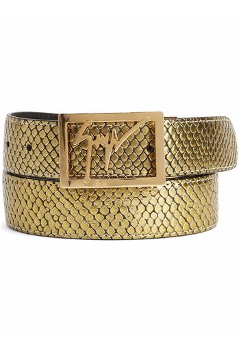 Giuseppe Zanotti snake-effect logo-buckle belt - Gold