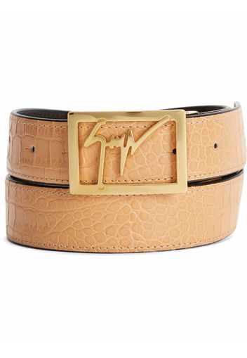 Giuseppe Zanotti crocodile-effect logo-buckle belt - Nude