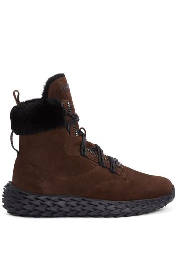 Giuseppe Zanotti shearling-trim hi-top sneakers - Braun