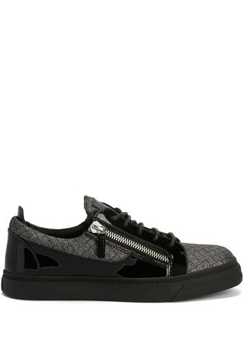 Giuseppe Zanotti diamond-quilted glitter panelled sneakers - Schwarz