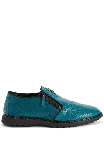 Giuseppe Zanotti snake-skin effect leather loafers - Blau