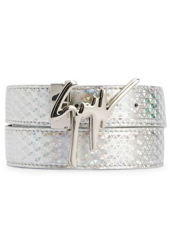 Giuseppe Zanotti logo-buckle holographic belt - Silber