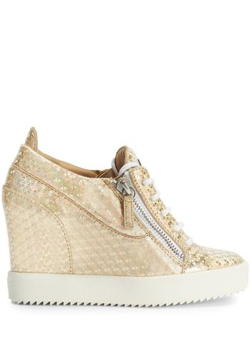 Giuseppe Zanotti metallic geometric wedge-heel sneakers - Gold