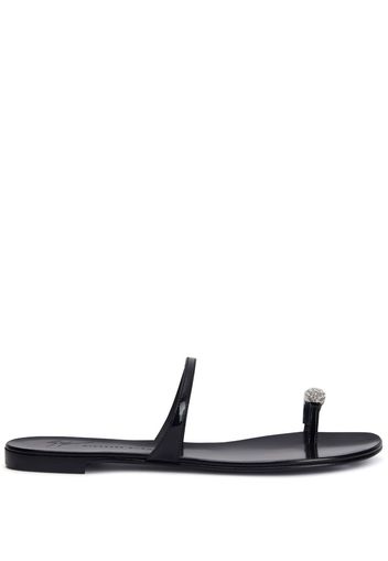 Giuseppe Zanotti Ring flat leather sandals - Schwarz