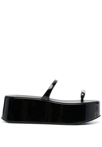 Giuseppe Zanotti Crystal-embellished 70mm leather platform slides - Schwarz