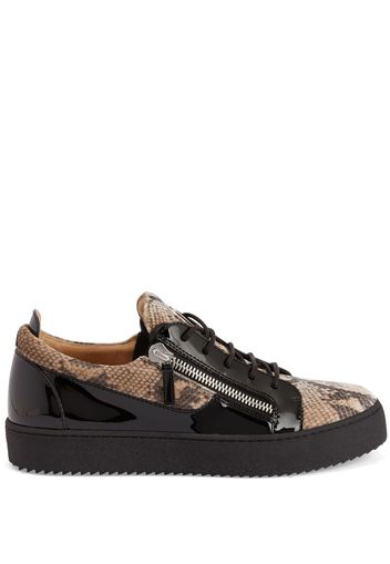 Giuseppe Zanotti Frankie snakeskin-print leather sneakers - Schwarz