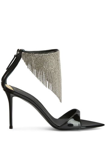 Giuseppe Zanotti Intriigo 90mm crystal-fringe sandals - Schwarz