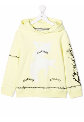 Givenchy Kids tattoo-print hoodie - Gelb