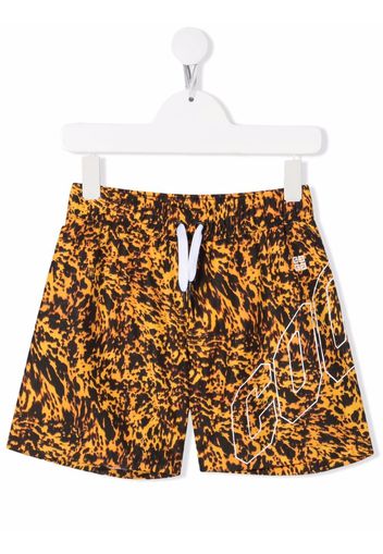 Givenchy Kids Badeshorts mit Slogan-Print - Gelb