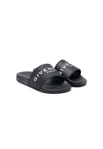 Givenchy Kids logo-print open toe slides - Schwarz