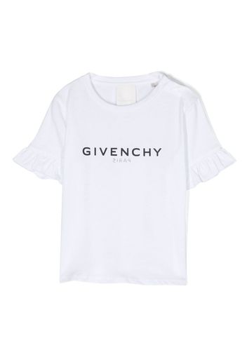 Givenchy Kids logo-print ruffled T-Shirt - Weiß