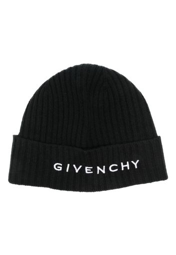 Givenchy logo-print ribbed knit beanie - Schwarz