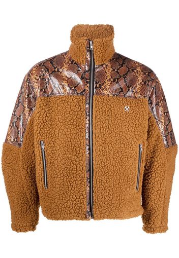GmbH snakeskin-print teddy jacket - Orange