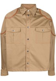 GmbH patch-detail shirt jacket - Braun