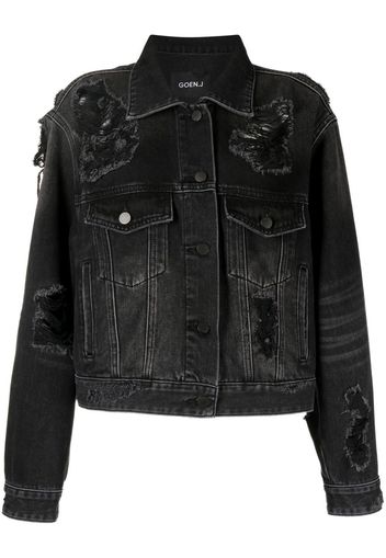 Goen.J Jeansjacke im Distressed-Look - Schwarz