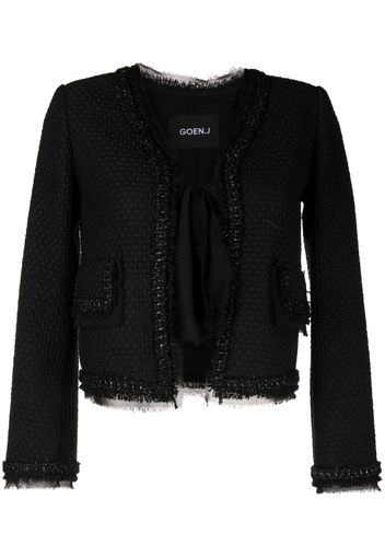 Goen.J Tweed-Jacke mit Spitze - Schwarz