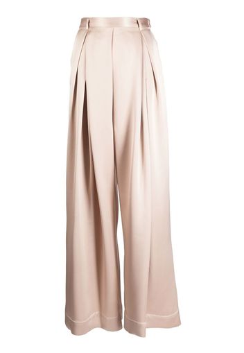 Goen.J Wide-Leg-Hose mit Falten - Braun