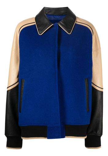 Goen.J faux-leather trim wool jacket - Blau