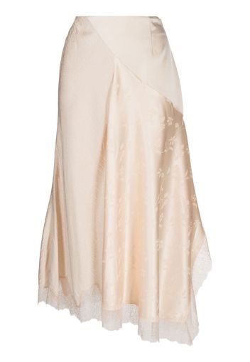 Goen.J floral-jacquard satin midi skirt - Nude