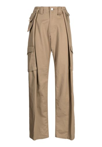 Goen.J wide-leg cotton cargo pants - Braun