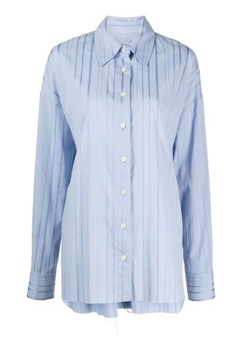 Goen.J metallic-threading striped shirt - Blau