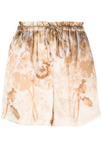 Gold Hawk floral-print silk shorts - Nude